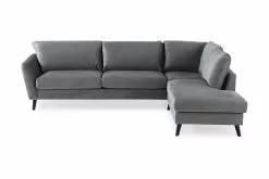Trend 3 Pers. Sofa M. Chaiselong, Grå Velour (Højrevendt)