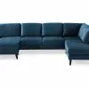 Trend U-sofa M. Chaiselong, Blå Velour (Højrevendt) -Sofaer Butik 9000657984