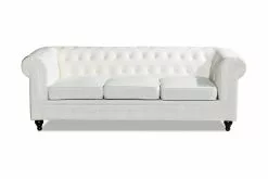 Chesterfield Lyx 3 Pers. Sofa, Hvid Velour