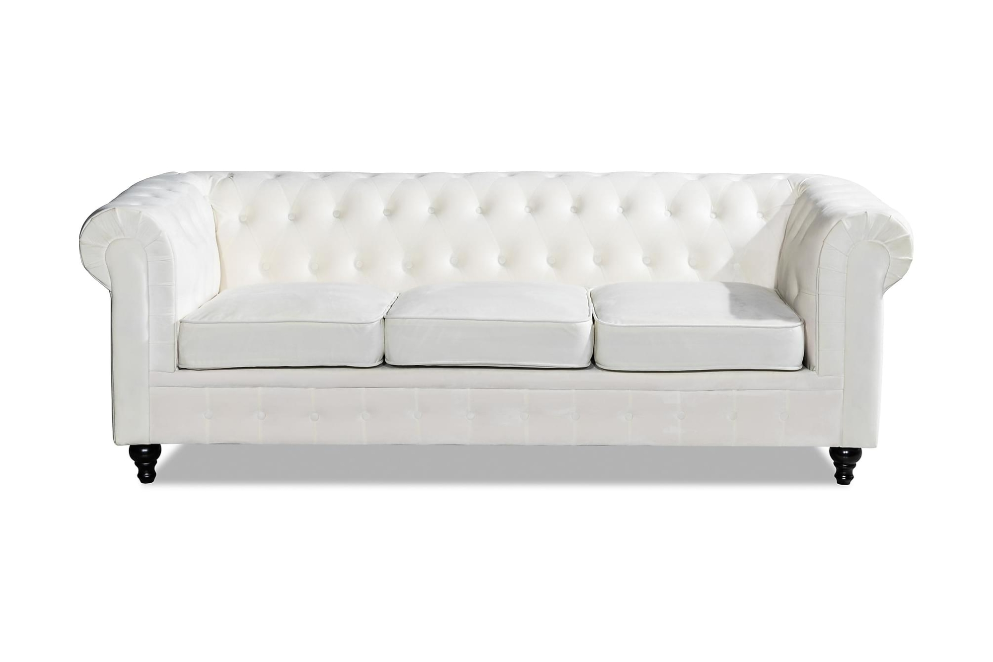 Chesterfield Lyx 3 Pers. Sofa, Hvid Velour 3 Chesterfield Lyx 3 Pers. Sofa, Hvid Velour