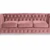 Chesterfield Lyx 3 Pers. Sofa, Rosa Velour