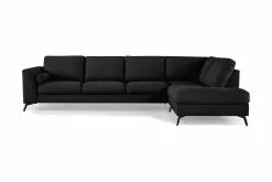 Ocean Lyx 4 Pers. Sofa M. Chaiselong, Sort (Højrevendt)
