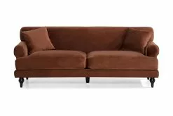 Amanda 3 Pers. Sofa, Rustrød Velour