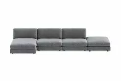 Arken 4 Pers. Sofa M. Openend, Lysegrå Velour, Vendbar