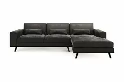 Copenhagen 3 Pers. Sofa M. Chaiselong, Grå Velour (Højrevendt)