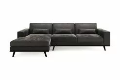 Copenhagen 3 Pers. Sofa M. Chaiselong, Grå Velour (Venstrevendt)