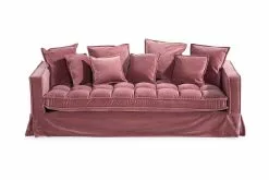 Luvia 3 Pers. Sofa, Lyserød Velour