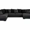 Cuba U-sofa M. Chaiselong Inkl. Løse Puder, Sort/grå (Venstrevendt) -Sofaer Butik 9000917840