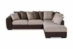 Cuba 3 Pers. Chaiselong Sofa Inkl. Løse Puder, Brun/beige (Højrevendt)