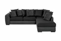 Cuba 3 Pers. Sofa M. Chaiselong Og Puder, Sort (Højrvendt)